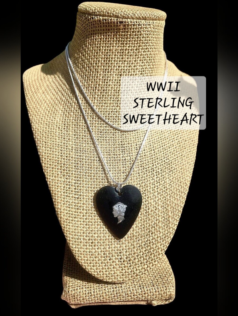 WWII Sterling Sweetheart Pendant Necklace